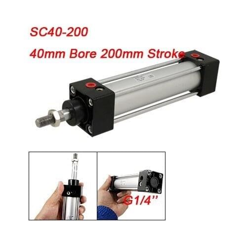 SC Series 40X200 Single Rod Pneumatic Standard Cylinder Alloy 40mm Bore 200mm Stroke
