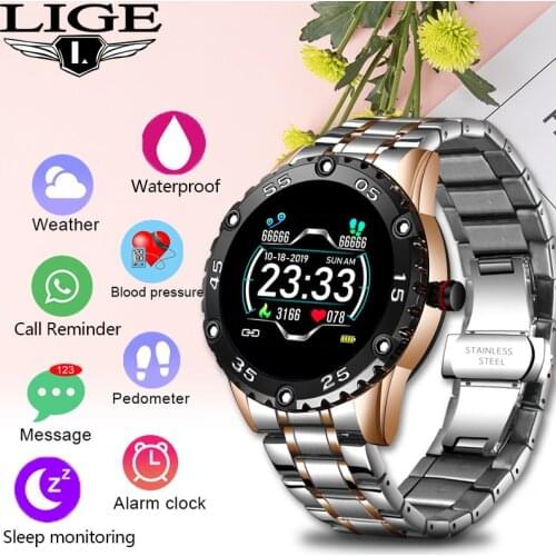 LIGE New Smart Watch Men IP67 Waterproof Heart Rate Fitness Tracker Pedometer For Android ios Steel Band Sports Men smart watch
