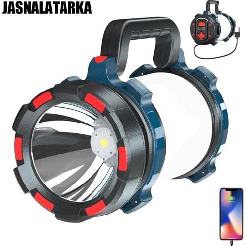 High Power LED FlashlightsUSB Rechargeable Power Bank Ultra Bright Torch Hiking Camping Lamp Powerful High Light Searchlight