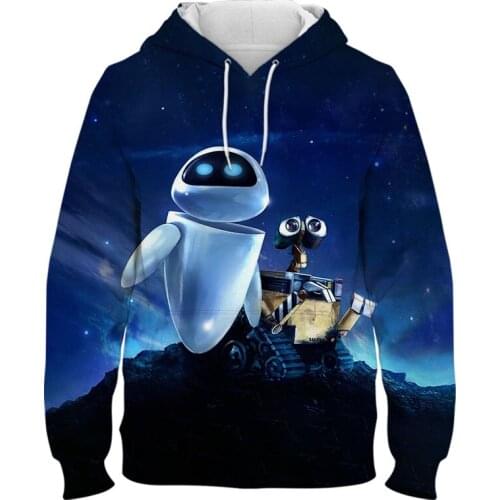 Disney Movie Walle Hoodie Mens and Womens Summer Animation 3D Printed Sweatshirt Leisure Trend Childrens Long Sleeve Pullover