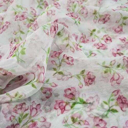 Thin Glossy Chiffon Fabric By Yard Summer Shiny Digital Printed Dress Light Flowing Cosplay Scarf Ribbon Material