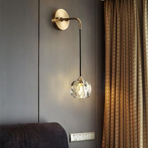 Vintage modern glass wall sconces crystal wall sconce lighting crystal rope bedside dining room living room wall lamp