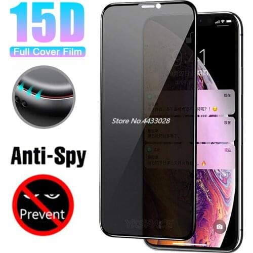 15D Curved Edge To Edge Full Cover Privacy Screen Protector for IPhone X XR XS 11 Pro Max Anti Spy Glare Peep 3D Tempered Glass
