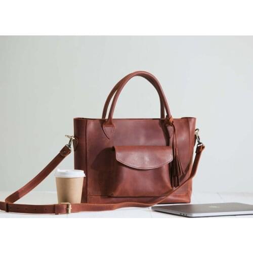 Retro Female Bag Wax Oil Leather Pu Large-capacity Tote Bag Large Suitcase with Multi-function Bag Portable Soft Leather Bag
