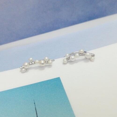 SLJELY Fashion Real 925 Sterling Silver Pearls Climber Earrings Micro AAA Zirconia for Women Luxury Brand Fine EDEN Jewelry