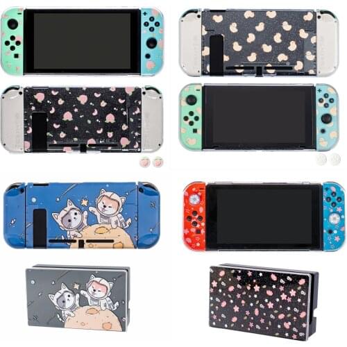 Hard Case Glitter TV Dock Charger Cover Transparent PC Bling Shell for Nintend Switch Console NS Joy-Con Crystal Protector Skin