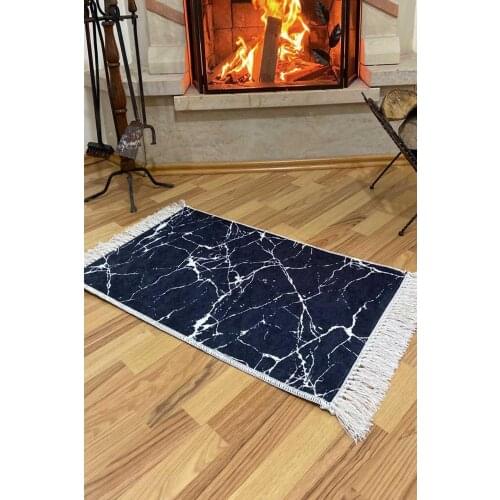 1pc Quality Multipurpose Black Navy Blue Bath Mat Portable Bath Rug Rectangular Doormat Rectangle Carpet Tassels Fringed Doormat