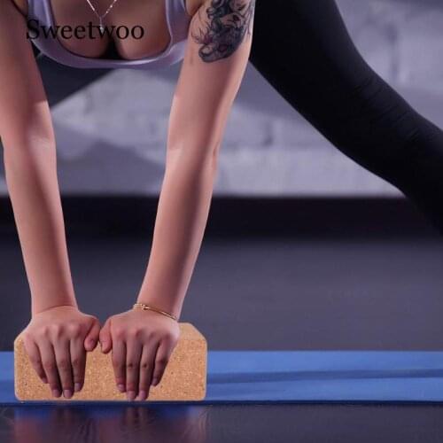 1pc High Density Cork Wood Yoga Block Prop Auxiliary Tool Fitness Block NonSlip Soft Wood Yoga Brick Fitness Equipment Accessory
