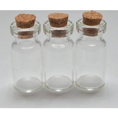 10pcs Lovely Small Clear Bottle Tiny Empty Wishing Glass Message Vials With Cork Stopper 2ml mini Containers