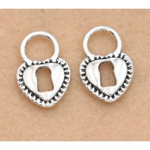 10PCS Antique Silver Plated Heart Lock Charm Pendants Jewelry Diy Jewelry Making Bracelet Accessories 17x12mm
