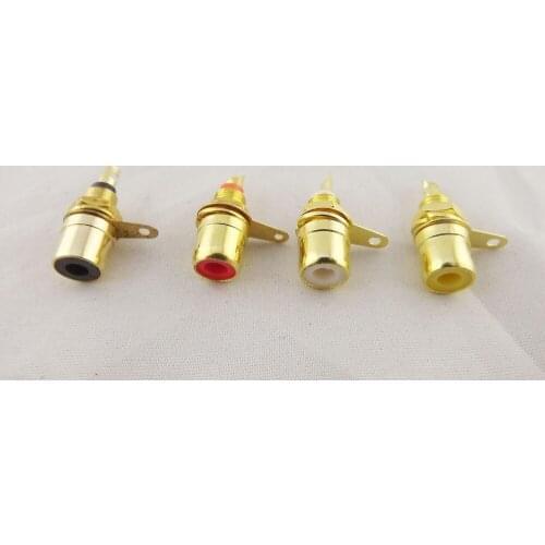 100pcs Gold RCA Phono Female Chassis Screws Panel Mount Socket Metal Connector Red&Black&Yellow&White