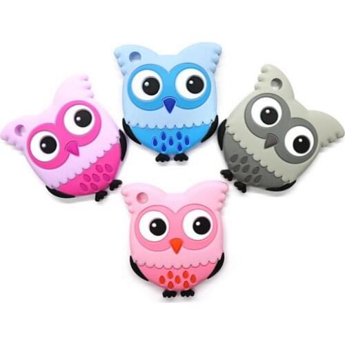 200pcs Food Grade Silicone Teethers Animal Baby Ring Teether Infant Silicone Chew Charms Kids Teething Gift