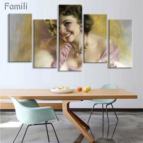 5Panel Portrait of people Canvas Prints Classical Oil Painting Picture Printed On Canvas Unframed Modern Abstract Wall Painting5