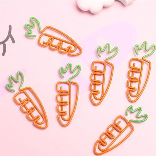 5Pcs/lot Beautiful Carrot Bookmark Planner Paper Clip Metal Material Bookmarks for Book Stationery School Office Supplies Tools