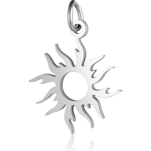 5pcs/Lot New Style Stainless Steel Charms High Polish Cut Out Sun Charms Pendants for Jewelry Making DIY Accessories