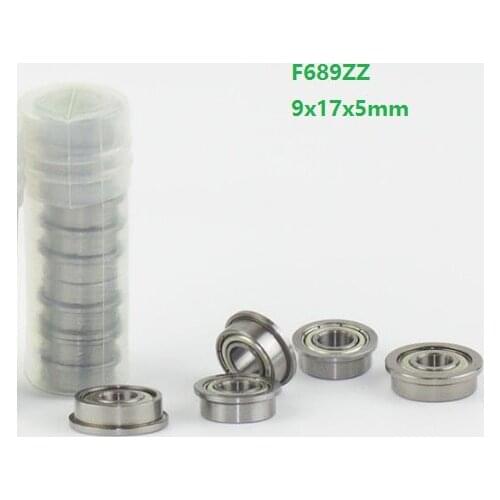 500pcs/lot 9x17x5mm F689ZZ F689Z F689 Z ZZ F689-ZZ Double metal cover Flange Deep Groove Ball Bearing Miniature 9*17*5mm