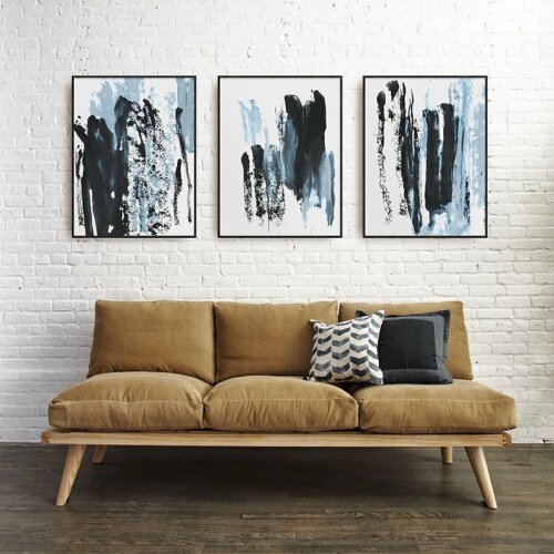 Abstract Black Blue Ink Poster Canvas Painting Wall Art Nordic Print Scandinavian contracted Home Decor For Living Room Bedroom