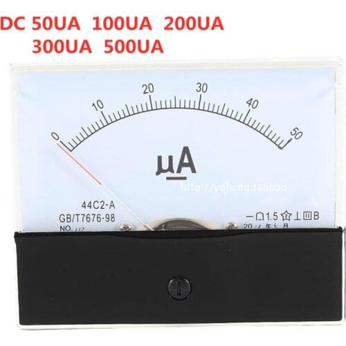 DC 50UA 100UA 200UA 300UA 500UA Analog Ammeter Panel AMP Current Meter 44C2 Gauge