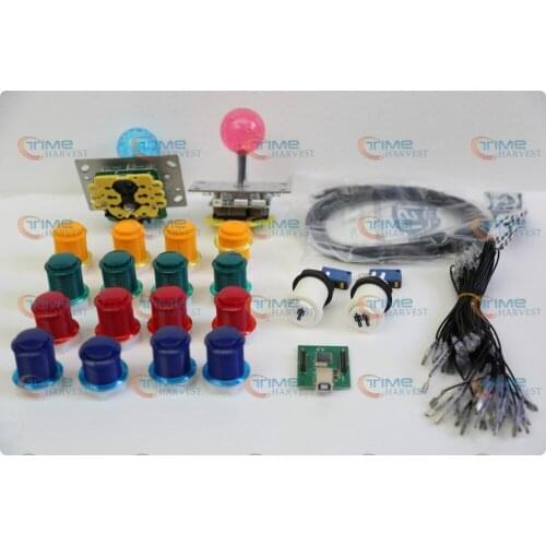 Arcade parts Bundles kit With LED light Joystick,button,Microswitch,2P USB adapter PCB to Build Up Arcade Machine By Yourself