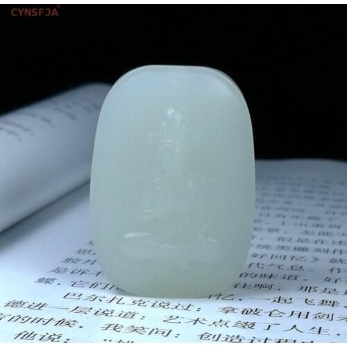 CYNSFJA Real Rare Certified Hetian White Jade Mens Lucky Amulet Guanyin Jade Pendant Hand Carved Artwork High Quality Best Gift