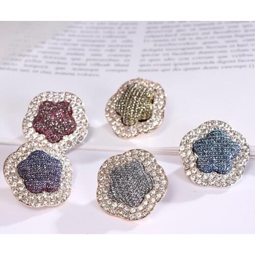 12pc/lot 26mm Rhinestone Flower Cabochon Findings With Big Hole For Hair Jewelry Crafts Making Clothes Decoration Diy Supplies