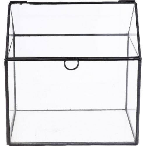 Geometric Terrarium Flower Pot Tabletop Succulent Planter Glass With Roof