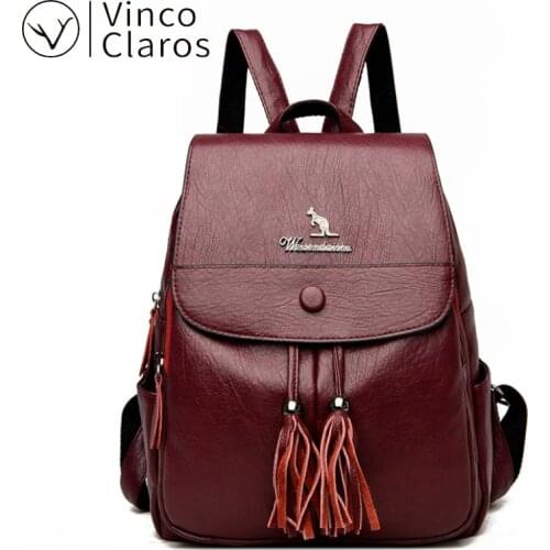 Tassel Anti Theft Backpack Women High Quality Leather Mochilas Para Mujer Travel Large School Backpacks Bagpack Designer Bag Sac