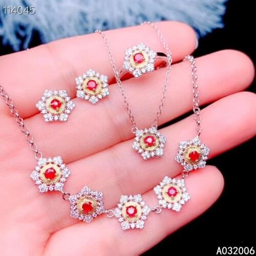 KJJEAXCMY fine jewelry 925 sterling silver natural ruby earrings ring pendant bracelet luxury ladies suit support testing
