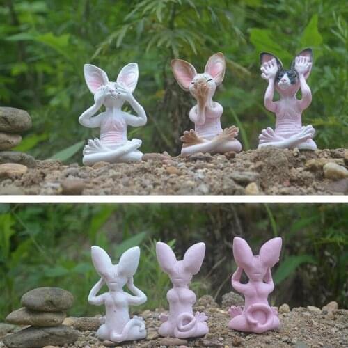 Creative Meditating Cat Ornament Hand Painted Resin Animals Statue Decoration for Home Living Room Bedroom Desktop Ornaments
