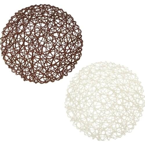 Round Paper Fiber Woven Place Mats Decorative Braided Natural Mat Holidays Parties Decor 15 inch Set Of 12