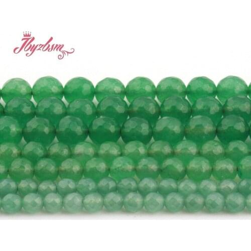 4/6/8/10mm Aventurine Jades Round Bead Faceted Stone Beads Spacer For DIY Necklace Bracelets Earring Jewelry Making Strand 15"