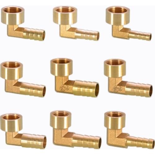 90 Elbow Brass Female Thread Fitting 1/4" 3/8" 1/2" x Barb Hose Tail End Connector For Air Fuel Pipe Fitting Adapter