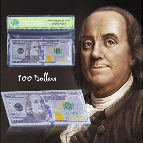 USA Silver Banknote $100 Dollar Pure Silver Foil With Certificate of Authenticity Protect Coa