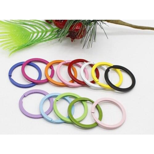 5 pieces of 30mm color spray paint metal flat ring DIY candy color keychain accessory pendant connecting ring