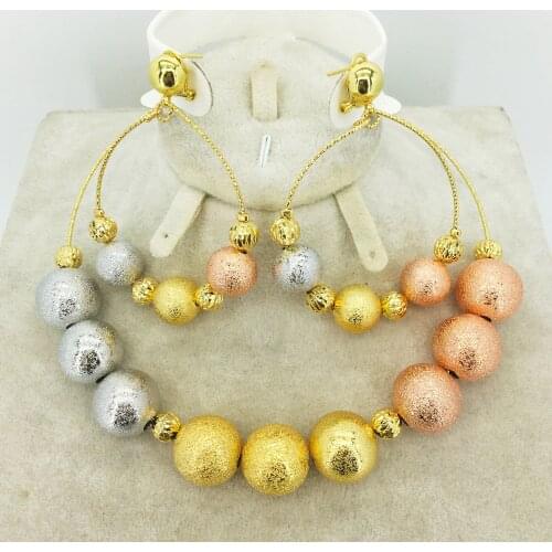 Fashion Dubai gold jewelry set African bridal wedding gift for women Saudi Arabia Necklace Earrings collar jewelry