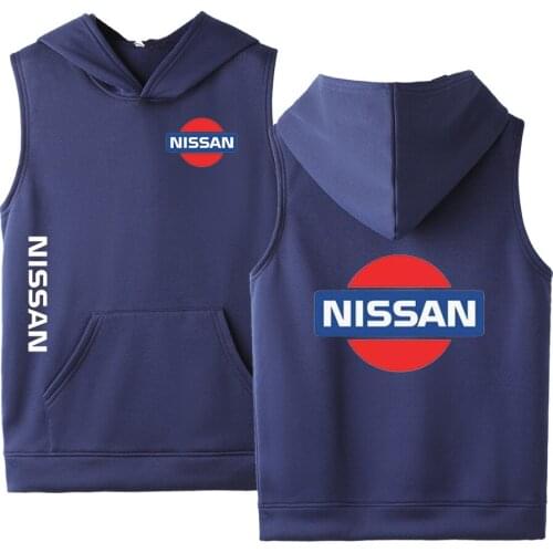 2021 New NISSAN Summer Mens Casual Hoodies Cotton Vest Male Print College Man Solid Sleeveless Sweatshirts Tops