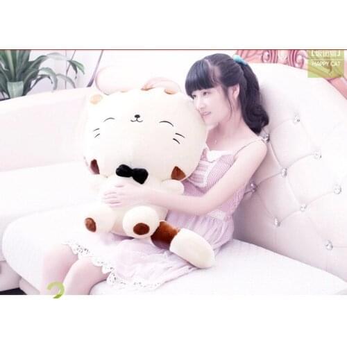 Stuffed animal lucky cat tie soft kitty white plush toy 40cm about 15 inch doll wt6899