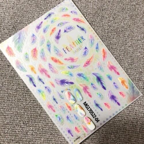 1 Sheet Newest feather Series design 3D nail art sticker back glue nail decals Japan type DIY decoration tools