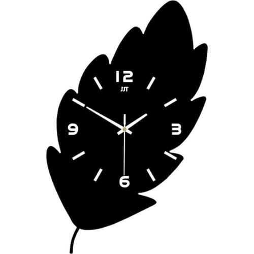 Leaf Shaped Modern Design Wall Clock Home Decor Metal Watch Art Hanging Decoration for Living Room Silent Mechanism