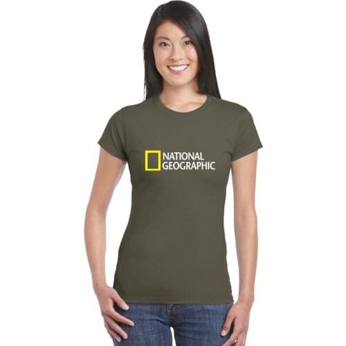 National Geographic Tshirt Women Short Sleeve Cotton Tees Survey Expedition Scholar Topshirt Ladies T-Shirt Girl T Shirts Summer
