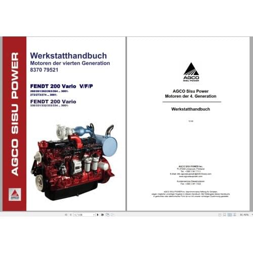 FENDT TRACTOR 24.3GB PDF DE Diagrams, Operator & Workshop Manuals German-DE Language DVD