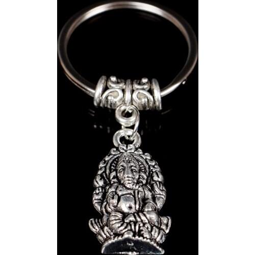 New Fashion Keychain 62x32mm Ganesha Buddha Elephant Pendants DIY Men Jewelry Car Key Chain Ring Holder Souvenir For Gift