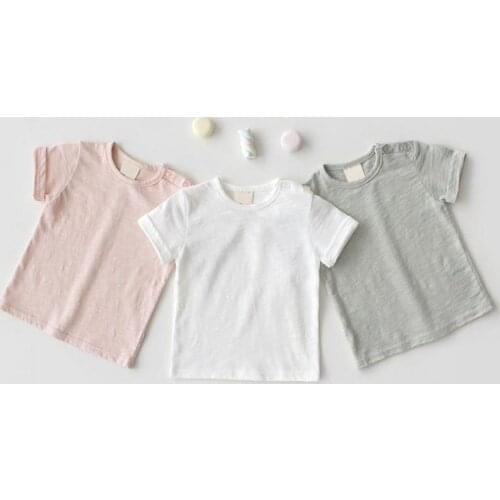 2021 Summer New Baby Boys And Girls Solid Color T Shirt Soft Cotton T-shirt For Kids Short Sleeve Tops Children Simple Tee