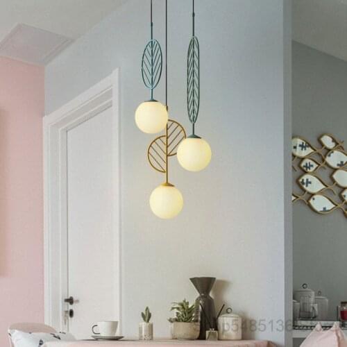 Nordic Leaves Pendant Lights Modern Metal Glass Led Hanging Lamp for Kitchen Dining Room Bar Light Fixtures Suspension Luminaire