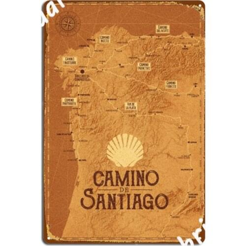 Camino De Santiago Poster Map Way Of St.James Metal Signs Plaques Party Designing Wall Mural Tin sign Posters