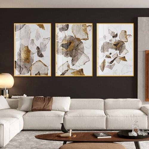 Nordic Light Luxury Geometric Gold Foil Posters and Prints Abstract Stone Marble Canvas Painting Wall Art for Living Room Decor