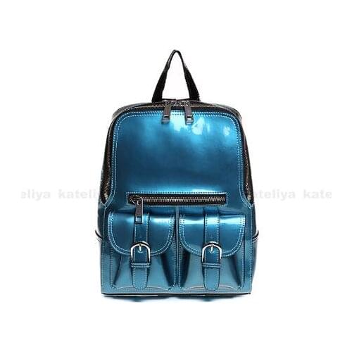 Casual outdoor patent leather backpack large capacity waterproof school bag