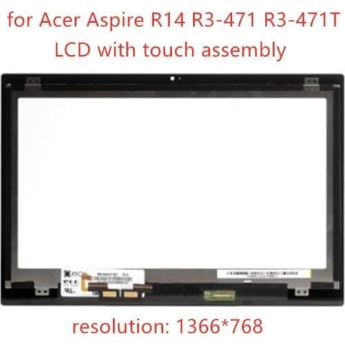 Free shipping 14.0'' Touch LED LCD Screen Digitizer Assembly display glass replacement For Acer Aspire R3-471 R3-471T R14 R 14