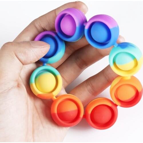 Silicone Fidget It Bracelet Reliver Stress Toys Rainbow Push Bubble Antistress Toys Adult Kids Push It Bubble Sensory Toy