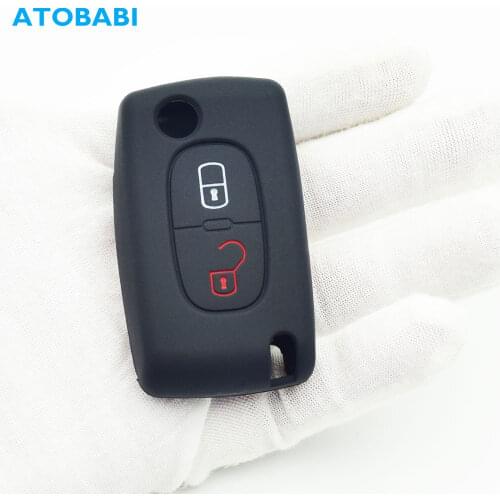 ATOBABI Silicone Car Key Case For Peugeot 206 207 208 3008 307 308 407 5008 Citroen C2 C3 C4 Flip Remote Control Protector Cover